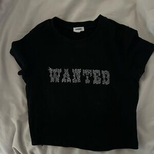 extra small black garage top with rhinestone wording